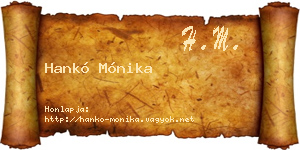 Hankó Mónika névjegykártya